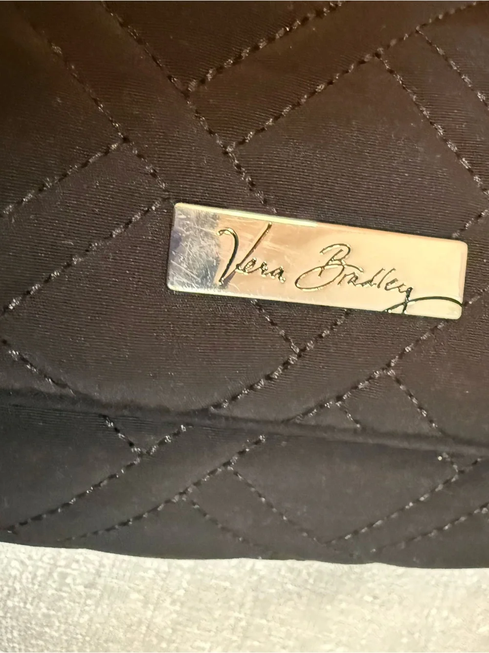 Vera Bradley Black Quilted Tote Bag with Top Handles